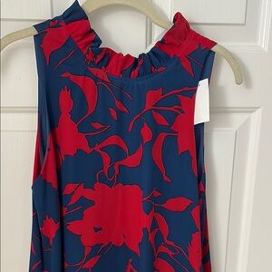 Floral Sleeveless Dress in Red and Blue